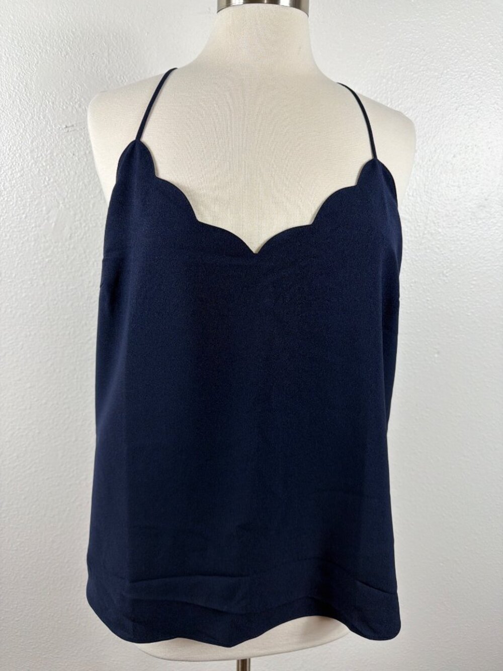 J.Crew Factory Scalloped Cami Tank Top Navy Blue Size 14 NWT - Picture 3 of 12